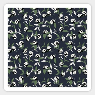 Cute Panda and Leaves Art Pattern Black Ver Sticker